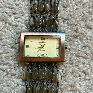 Ashley Stewart women’s vintage bronze crystal bracelet‎ watch one size